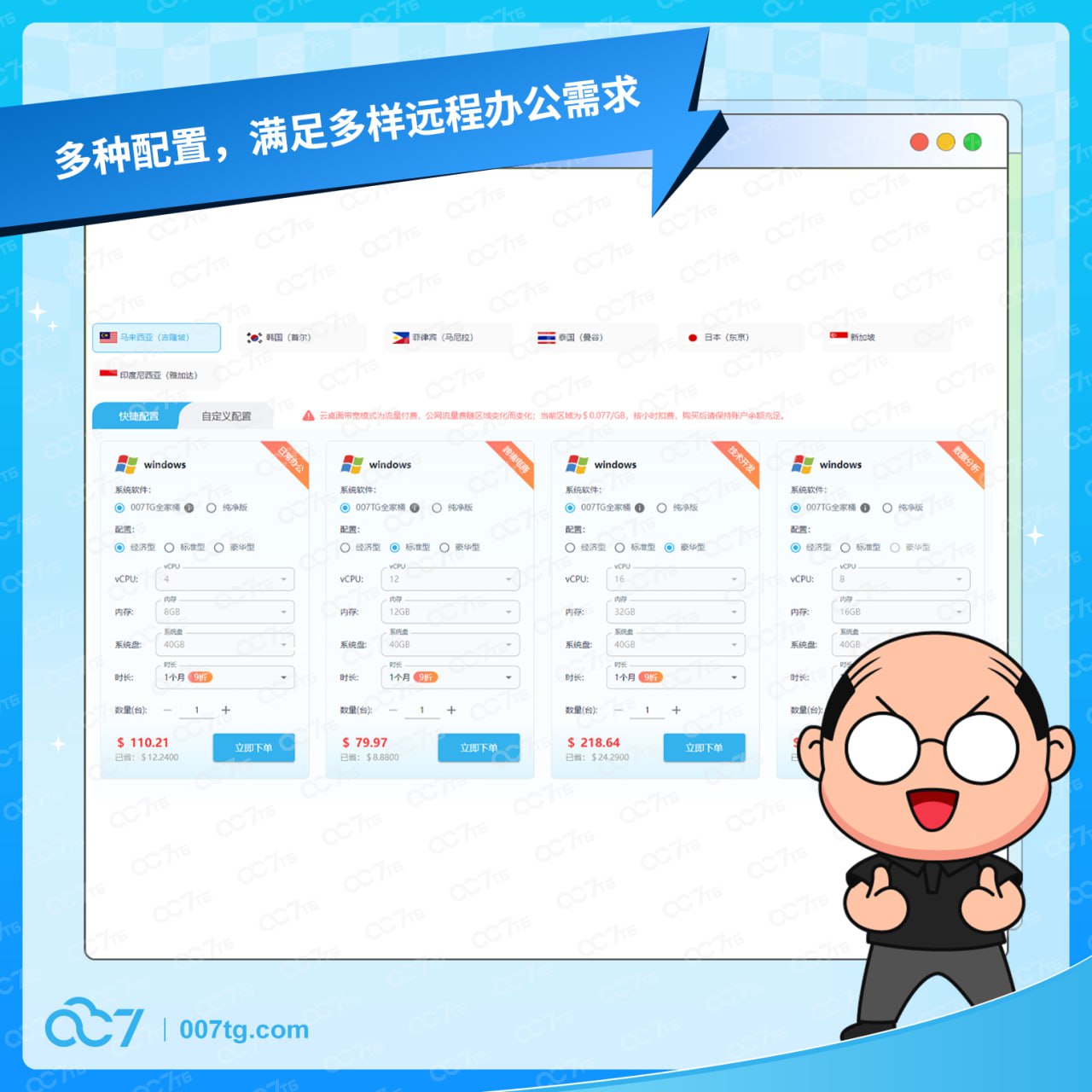 远程办公安全无忧？CloudSeven 云桌面—多配置可选